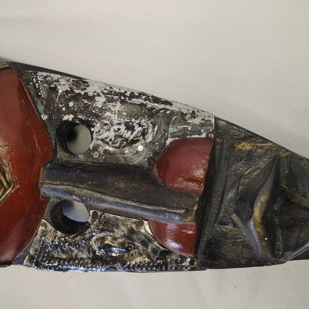 Hand Carved African Wall Mask Ghana Tribal Wood Art Decor - Picture 10 of 13